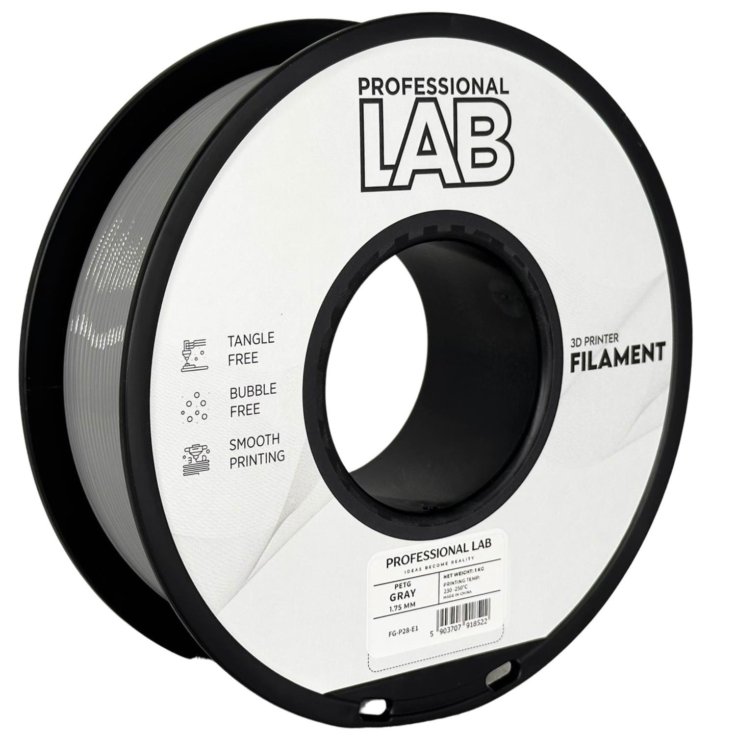 Professional Lab Filament PETG Szary Standard 1,75 mm 1 kg 1000 g Gray