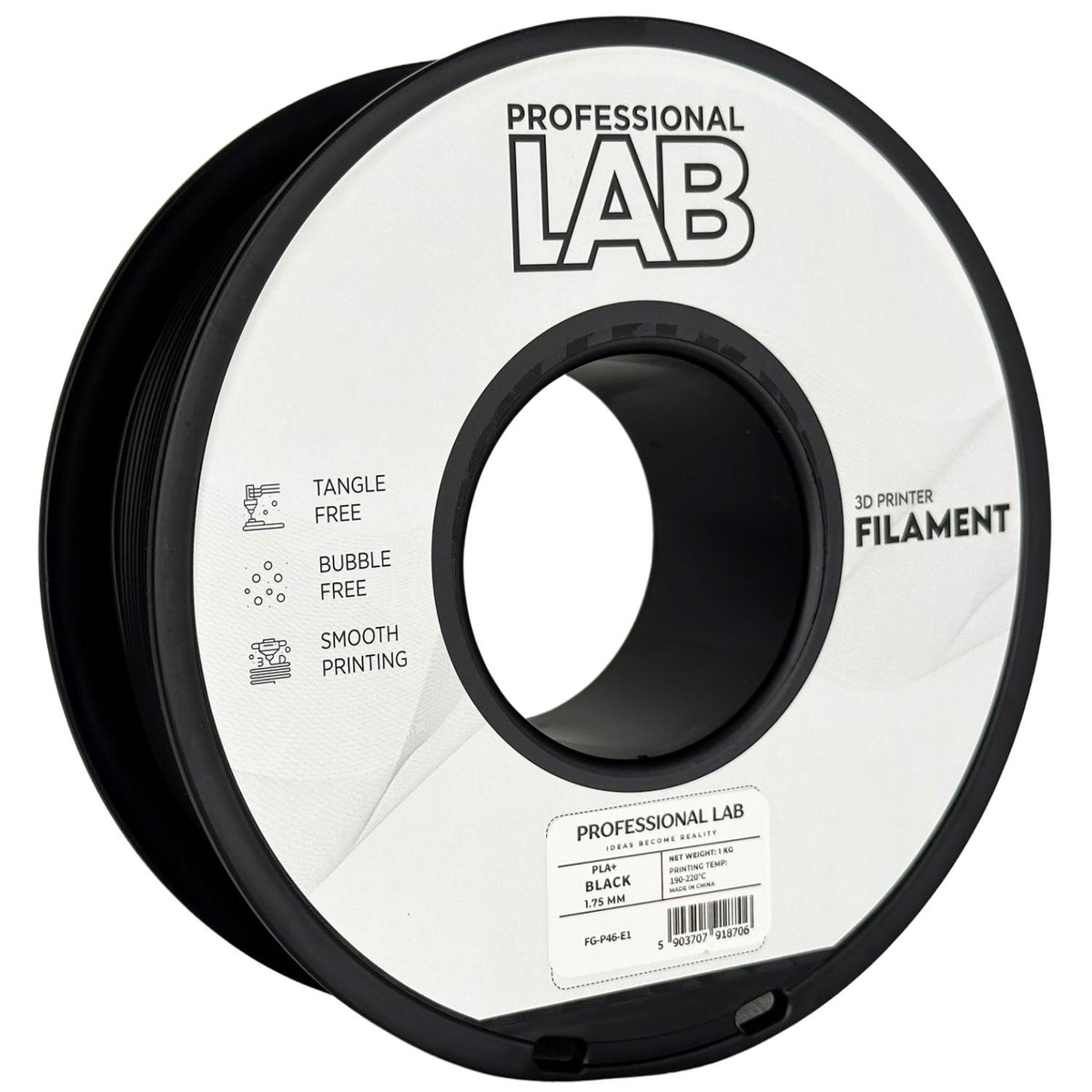 Professional Lab Filament PLA+ Czarny 1,75 mm 1 kg 1000 g Black