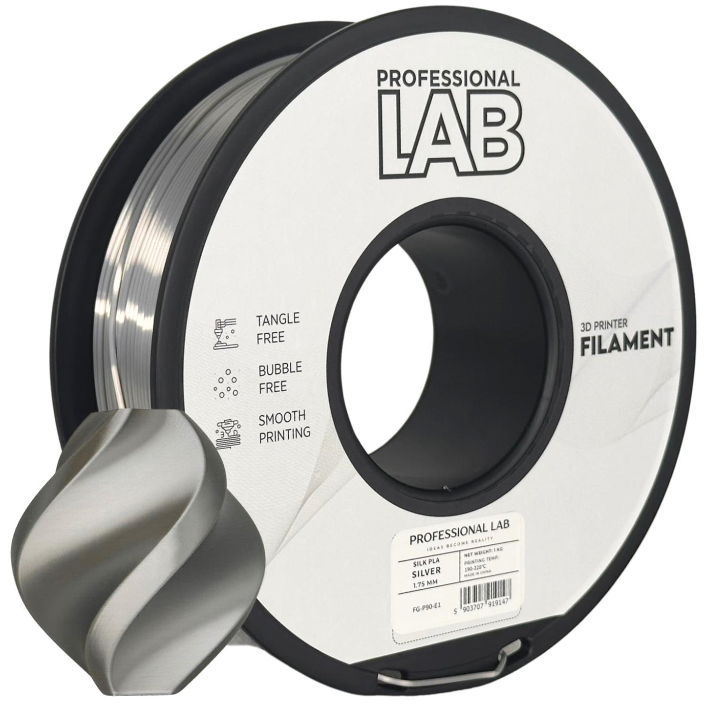 Professional Lab Filament PLA Silk Srebrny 1,75 mm 1 kg 1000 g Silver