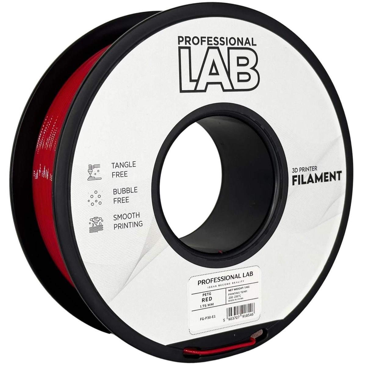 Professional Lab Filament PETG Czerwony Standard 1,75 mm 1 kg 1000 g Red
